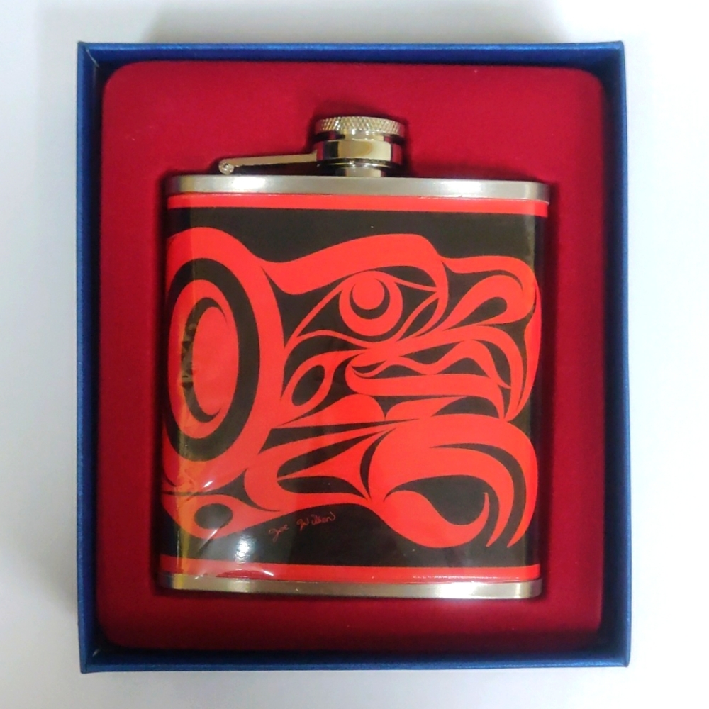 Eagle Indigenous design by Joe Wilson Hip Flask 6oz Stainless Steel